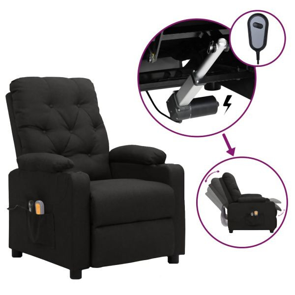vidaXL Massagesessel Elektrisch Schwarz Stoff, Entspannung, 3098853