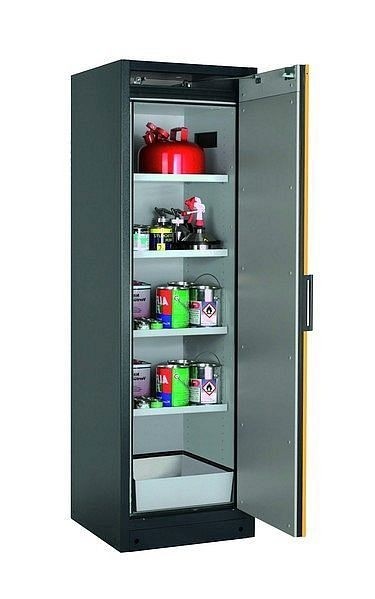 asecos Sicherheitsschrank Q-CLASSIC-90, Q90.195.060.FU.WDCR in sicherheitsgelb RAL 1004 mit 4x Fachboden (Stahlblech), 34619-040-34768