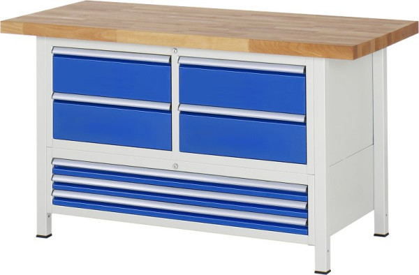 RAU Werkbank Serie 8000 - Modell 8934, B1500 x T700 x H840 mm, Systemunterbau B1235 x T650 x H800 mm, 03-8934A2-157B4S.11