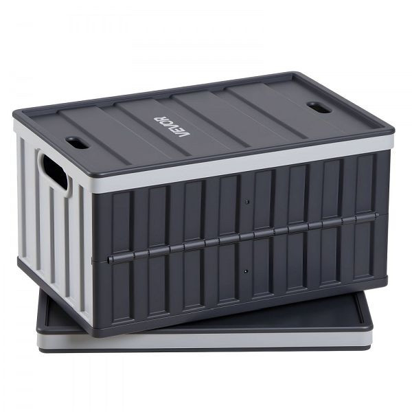 VEVOR Klappbox 65 L 2er-Pack, Faltbare Aufbewahrungsboxen, 38 kg Tragkraft, Grau & Schwarz, KZDSLCWXHHS6YVX56001V0