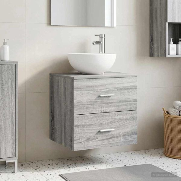 vidaXL Wandmontierte Waschtisch Grau Sonoma 49,5 x 41 x 64,5 cm, 890267