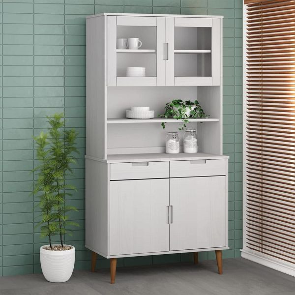 vidaXL Highboard-Oberteil MOLDE Weiß 90x35x100 cm Massivholz Kiefer, 350550
