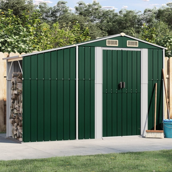 vidaXL Gerätehaus Grün 277x93x179 cm Verzinkter Stahl, 364514
