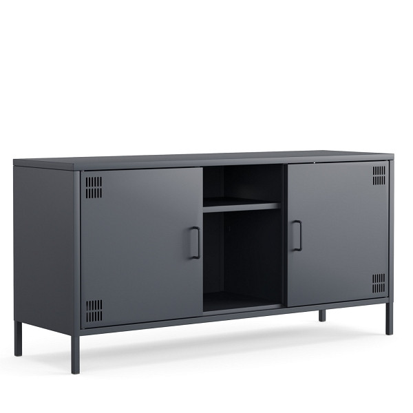 Mades Metall Möbel Pera3, TV-Schrank 3 Regale - 130,5 x 40 x 64,5 cm Anthrazit, 152.68.10.102.01