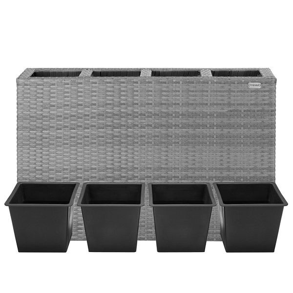 casaria Polyrattan Blumentopf Grau 95x27x60cm, 108643
