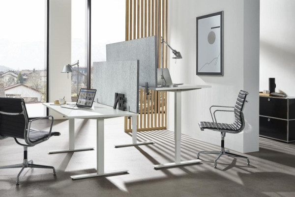 Deskin Tischtrennwände SIENNA, schallabsorbierend, Grau, 800 x 25 x 600 mm, 293583