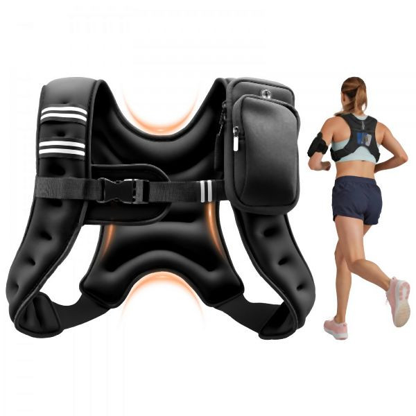VEVOR Gewichtsweste 2,79 kg mit Reflektorstreifen, verstellbar, Taschen, für Krafttraining, Laufen, Joggen, Muskelaufbau, GDZLKBXTS6LB3SLHO001V0