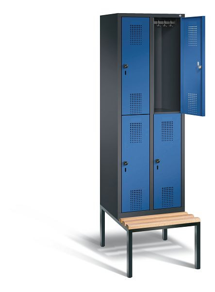 C+P Spind doppelstöckig Evolo, H2090xB610xT815mm, Farbe: Schwarzgrau / Enzianblau, 48350-20 S10161