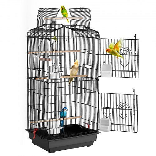 VEVOR Vogelkäfig 457x355x925 mm, für Sittiche, Finken, Nymphensittiche, Metall mit Schaukel & Sitzstange, ZMSDXNLL18W1NRKCNV0