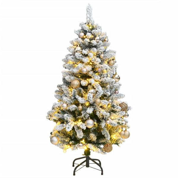 vidaXL Künstlicher Weihnachtsbaum Klappbar 150 LEDs & Kugeln 120 cm, 3210097