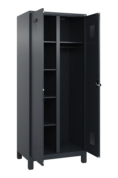 C+P Wäsche-/Garderobenspind Evolo PLUS, mit Füßen, 2 Abteile, 1950x800x500mm, 7016, RAL 7016 Anthrazitgrau, Drehriegel, 049610-22 S10016