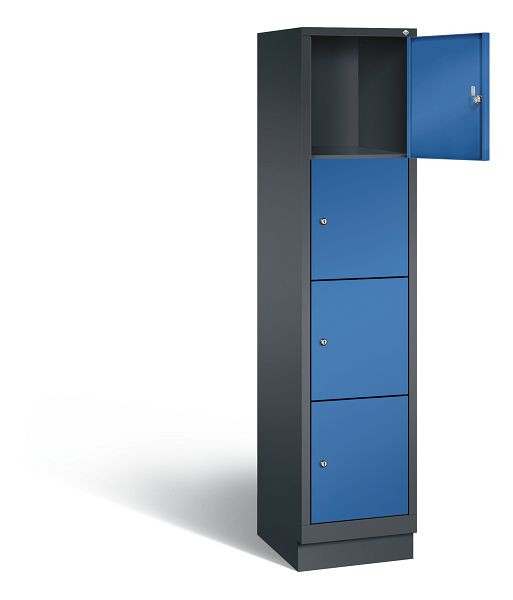C+P Schließfachschrank Evolo, H1800xB420xT500mm, Farbe: Schwarzgrau / Enzianblau, 48020-124 S10108
