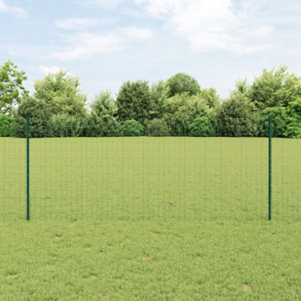 vidaXL Euro Zaun Set mit 2 Grün Kunststoff, Metall 25m lang x 1m hoch, 3336012