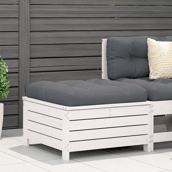 vidaXL Gartenhocker Weiß 62x63,5x32 cm Massivholz Kiefer, 844899