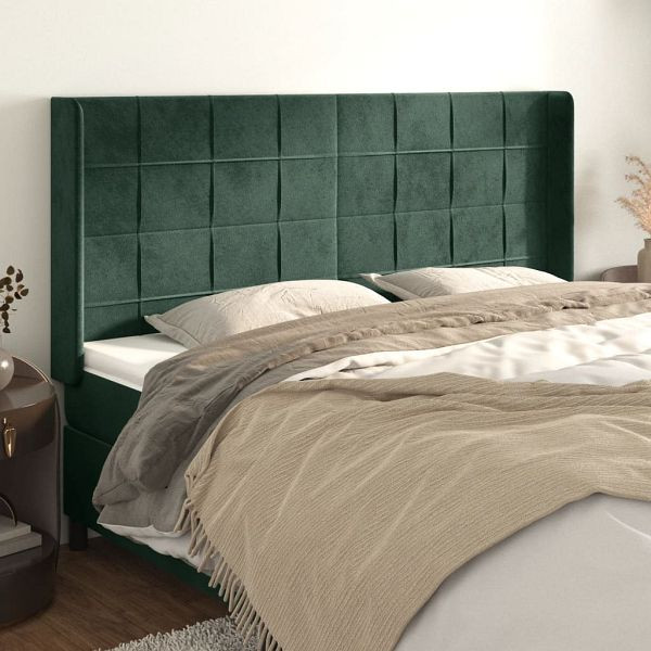 vidaXL Kopfteil mit Ohren Dunkelgrün 203x16x118/128 cm Samt, 3119649