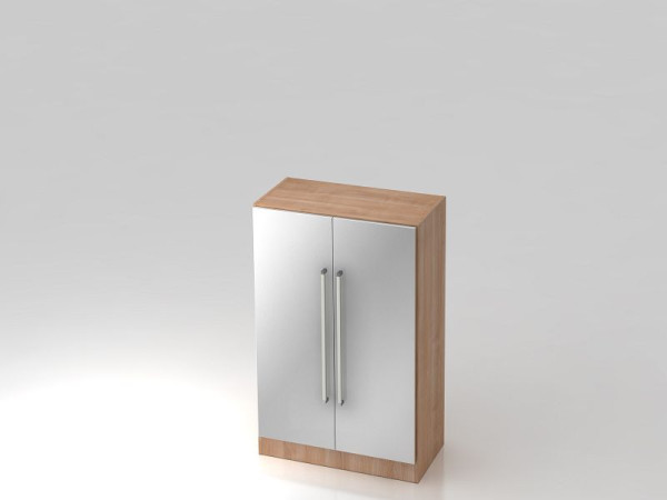 Hammerbacher Schrank 3OH mit Sockelblende Chromgriff Nussbaum/Silber, 80x42x127 cm (BxTxH), V7550/N/S/CE