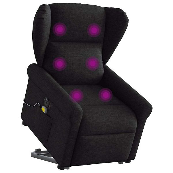 vidaXL Elektrischer Massagesessel mit Aufstehhilfe Schwarz Stoff, 3303406