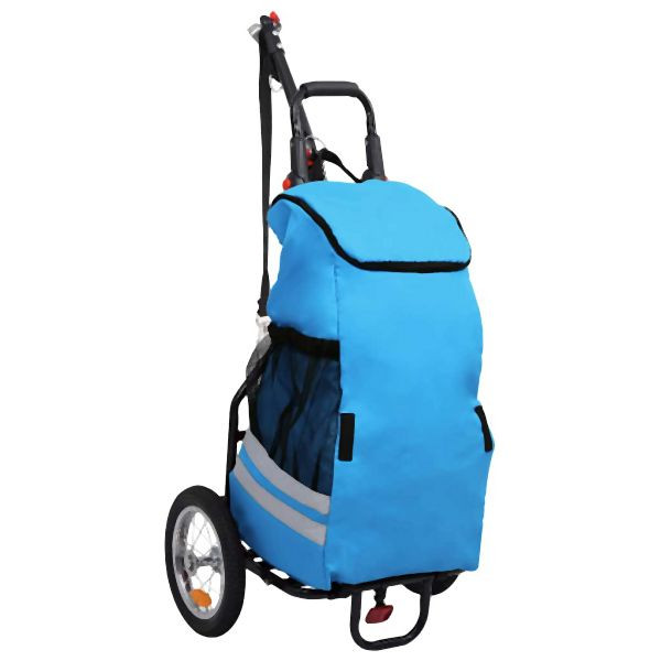 vidaXL Fahrradanhänger mit Einkaufstrolley Klappbar Blau und Schwarz, 92447