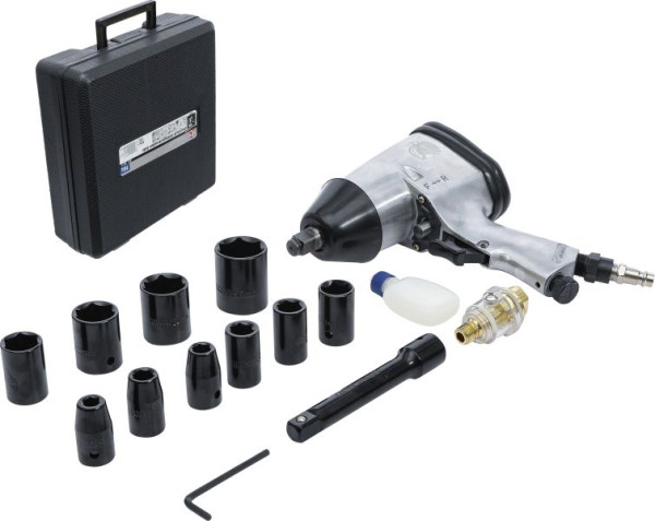 BGS Druckluft-Schlagschrauber mit Werkzeugsatz, 12,5 mm (1/2"), 312 Nm, 16-teilig, 3211