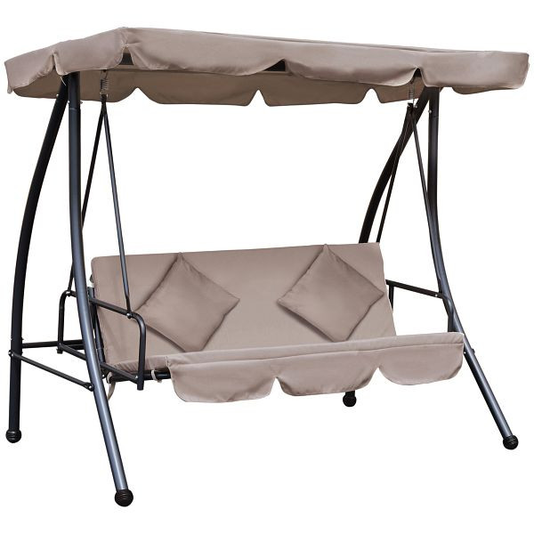 Outsunny Hollywoodschaukel mit Liegefunktion Braun 200x 125 x 170 cm, 84A-062