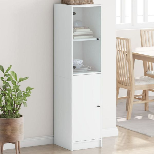 vidaXL Highboard mit Glastür Weiß 35x37x142 cm, Top-Qualität, 836441
