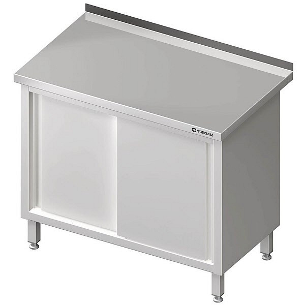 Stalgast Arbeitsschrank mit Schiebetüren 2000x600x850mm, ohne Aufkantung, verschweißt, VAS20602