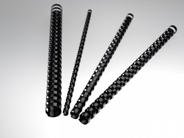 RENZ Plastikbinderücken US-Teilung, 21 Ringe für DIN A4, Ø 52 mm, schwarz, VE: 25 Stück, 17520121