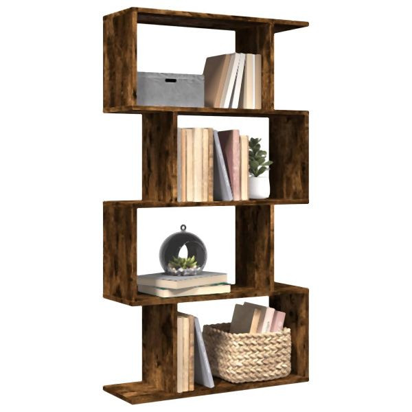 vidaXL Raumteiler-Bücherregal 4 Böden Räuchereiche 70x24x129 cm, 858106