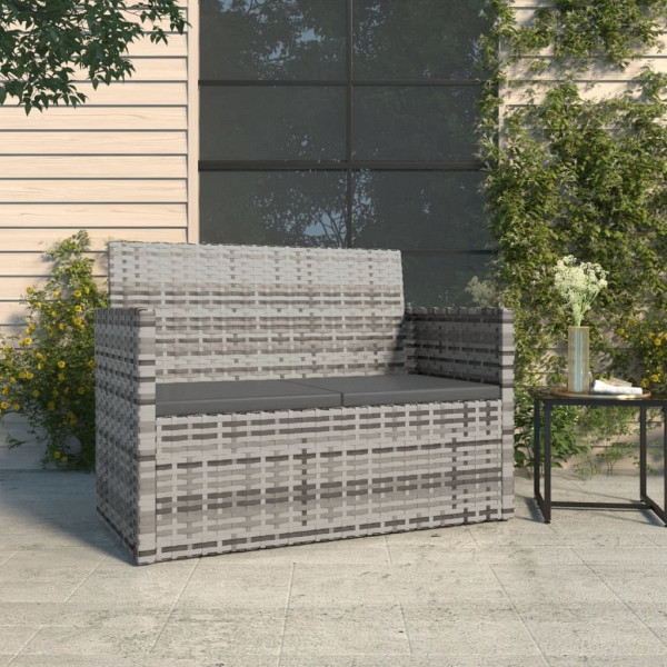 vidaXL Gartenbank mit Kissen Grau 105 cm Poly Rattan, 362317