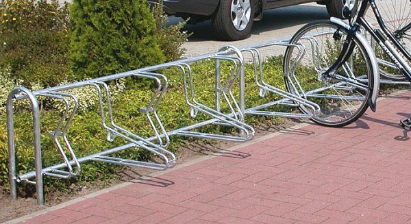 Rasti ARINOS Fahrradständer, 4er Stand, Grundfeld (inkl. 2 Standverbindungsrohre), 45° links, Bodenbefestigung, Radabstand 450 mm, F03270
