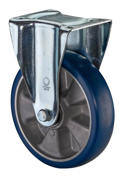 BS Rollen Schwerlastrolle Bockrolle, Polyurethanrad 83 Shore, Aluminiumfelge, Kugellager, Platte, Durchmesser: 200 mm, N110.B92.200