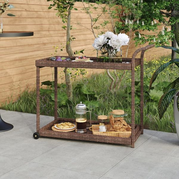 vidaXL Barwagen Braun 100x45x83 cm Poly Rattan, Material: Poly-Rattan, pulverbeschichteter Stahl, 316665