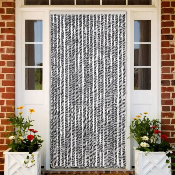 vidaXL Fliegenvorhang Grau, Schwarz und Weiß 90x200 cm Chenille, 377334
