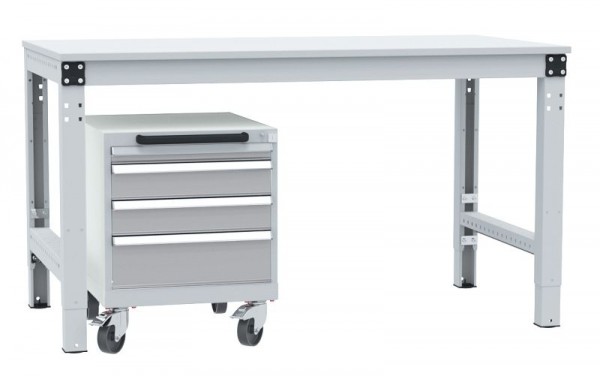 Manuflex Schubfachschrank BASETEC mobil, Nutzhöhe 400 mm mit 4 Schubfächern, in alusilber ähnlich RAL 9006, Alusilber, SP1193.9006