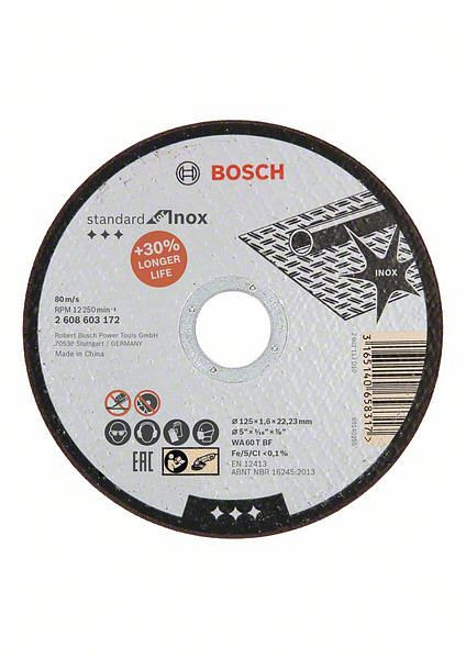 Bosch Trennscheibe gerade Standard for Inox WA 60 T BF, 125 mm, 1,6 mm, VE: 25 Stück, 2608603172
