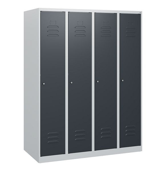 C+P Umkleidespind Classic PLUS, 4 Abteile, 1530x1200x500mm, 7035/7016, Zylinderschlösser, 0800005-40 S10017