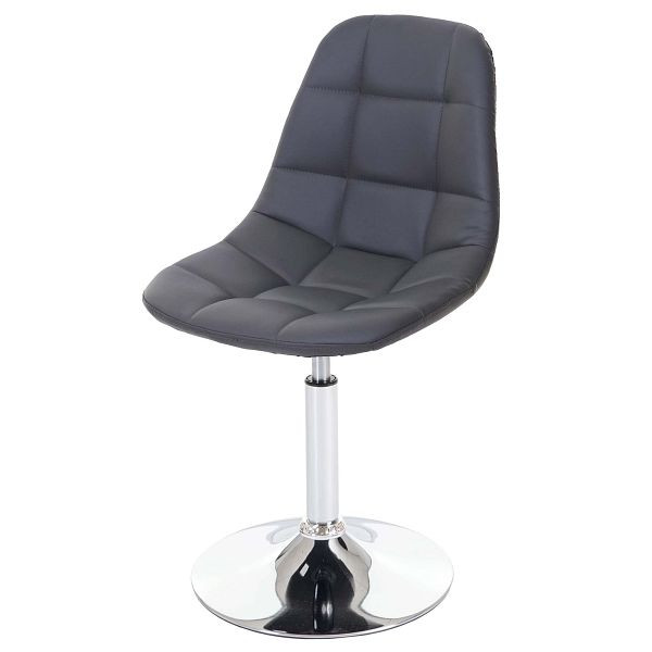 Mendler Esszimmerstuhl HWC-A60, Stuhl Drehstuhl, Retro 50er Jahre Design, Kunstleder grau, Chromfuß, 74862