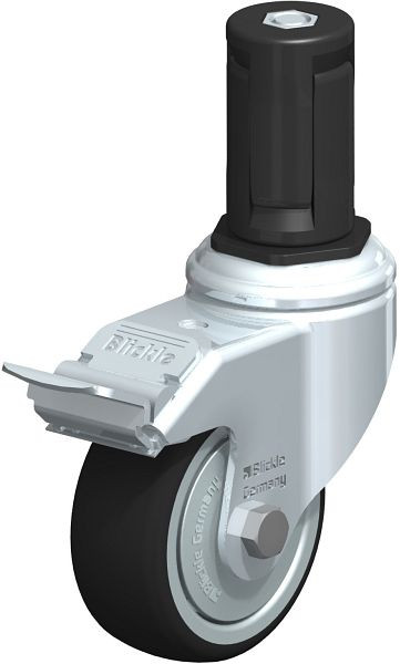 Blickle LKRA-PATH 80K-11-FI-FK-ER15 Apparate-Lenkrolle mit Expander & Feststeller, Thermoplastisches Polyurethan, Grau, 848728