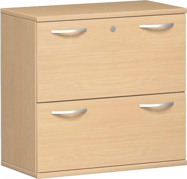 geramöbel Registraturschrank 2 Hängeregistraturen mit Zentralverriegelung und Auszugssperre, abschließbar, 800x425x768, Buche/Buche, N-10HR208-BB