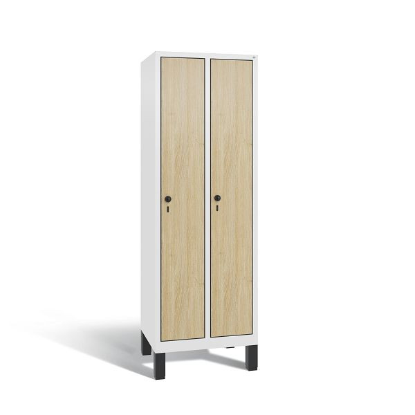 C+P Spind Evolo, 2 Abteile, H1850xB610xT500 mm, Weiß/MDF Eiche, 48010-20 S10701