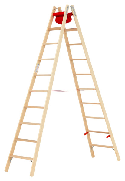 HYMER Holz-Stufenstehleiter, beidseitig begehbar, 2x10 Stufen, Länge 2,93 m, 7149920