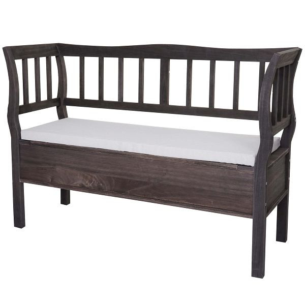 Mendler Sitzbank T207, Bank Truhenbank Holzbank Aufbewahrungstruhe, Staufach Kissen Holz 119cm, grau-braun, shabby, 94473
