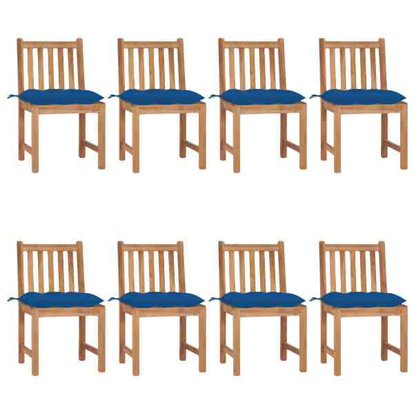 vidaXL Gartenstühle 8 Stück mit Kissen Massivholz Teak, 3073167