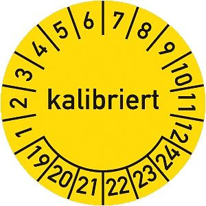 Moedel Prüfplakette kalibriert 2019 - 2024, Folie, Ø 15 mm, VE: 10 Stück/Bogen, 56244