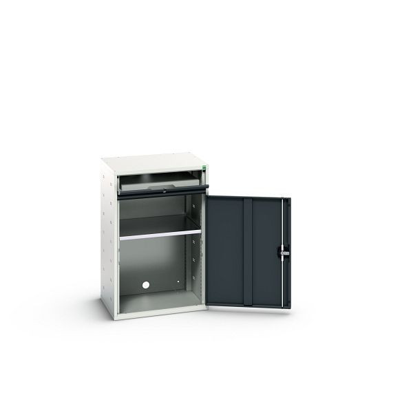 bott verso Computerschrank, mit 1 Fachboden und 1 Tablar, BxTxH: 650 x 550 x 1000 mm, Lichtgrau / Anthrazitgrau, 16928000.19