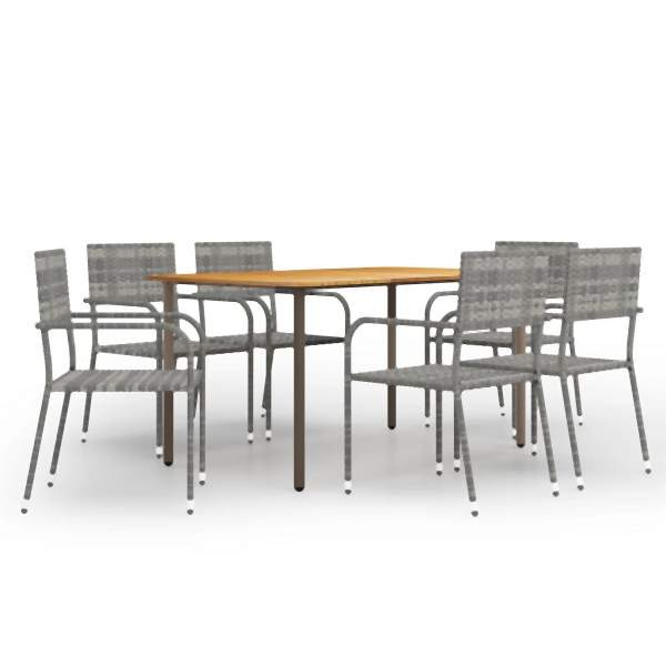 vidaXL 7-tlg. Garten-Essgruppe Poly Rattan Anthrazit, 3072500