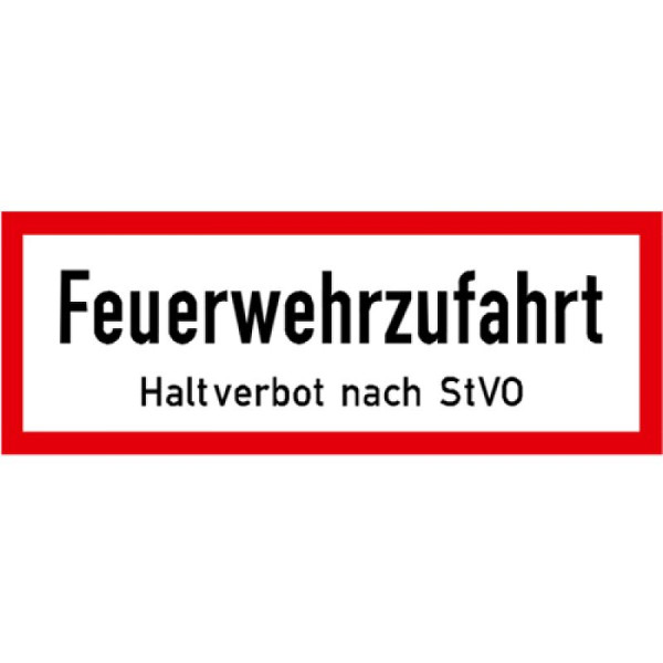 Stein HGS Hinweisschild, Feuerwehrzufahrt Haltverbot nach StVO, 148x420mm /RA2/Flachform 2mm, hwsb02014422p