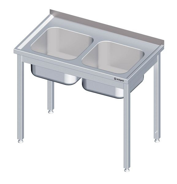 Stalgast Spültisch ohne Grundboden, 1500x600x850 mm, mit zwei Becken links, mit Aufkantung, verschweißt, VST15602LA