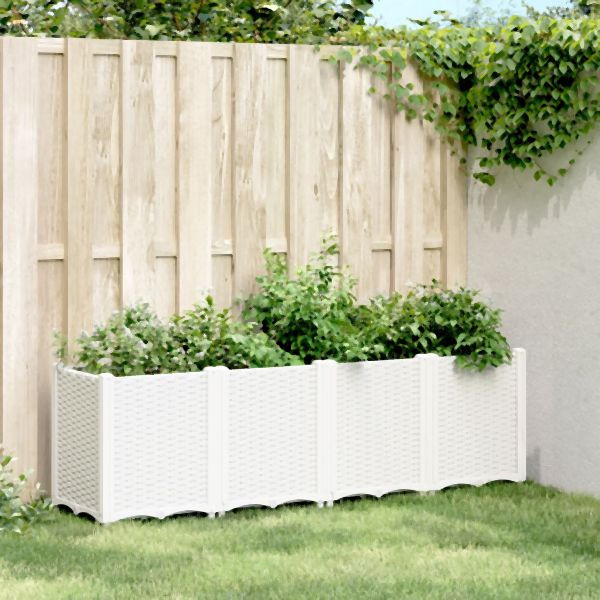 vidaXL Pflanzkübel Weiß 160x40x53 cm PP, für Kletterpflanzen, 367859