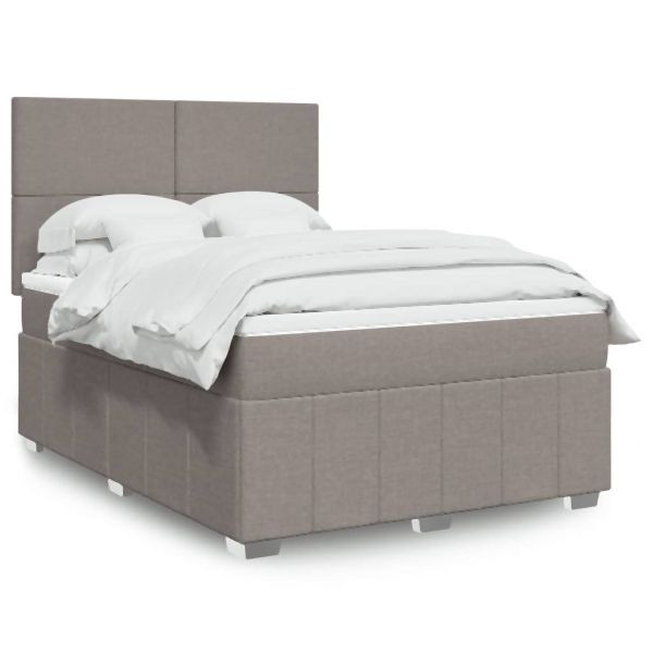 vidaXL Boxspringbett mit Matratze Taupe 140x190 cm Stoff, 3293960